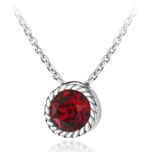 Tuscany Silver Collana da Donna in Argento Sterling con Cristallo Rosso di Luglio da 46 cm/18 Pollici