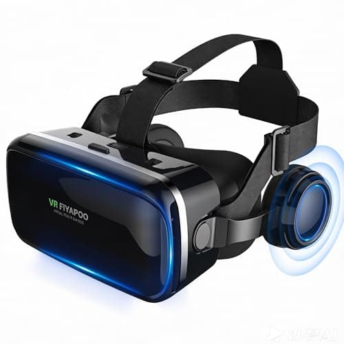 FIYAPOO Occhiali VR 3D con Cuffie, Bambini HD Visore Realtà Virtuale per Film e Giochi, Compatibile con Smartphone Android e iPhone da 4,7 a 6,7 Pollici, Regalo di Natale Perfetto per la Famiglia