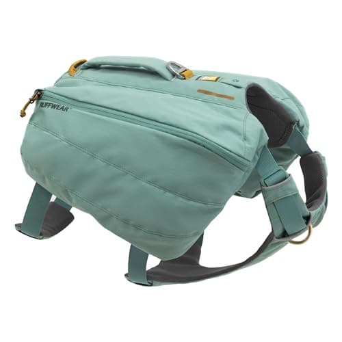 RUFFWEAR Front Range Day Pack, Medium Dog Harness with Pockets & Handle, Dog Backpack for Day Hikes, 2 Attachment Points for Dog Leashes & Reflective Trim, Medium, 27-32 Inch, River Rock
