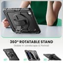 SEYMAC Funda para iPad Pro 13 Pulgadas M5/M4(2025/2024), con Protector de Pantalla, Soporte Giratorio de 360°/Correa de Mano, Correa para el Hombro, con Soporte para Bolígrafo, Negro - 3