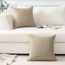 Artscope Juego de 2 Fundas de Cojines Decorativas Cuadradas de Lino 60 x 60 cm para Decoración del Hogar Sofá Dormitorio Coche 24x24 Café Claro - 5