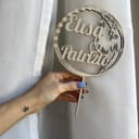 Butterfly Store Cake Topper Personalizzato Nomi in Legno – Decorazione per Torta Matrimonio, Anniversario o Evento Speciale – Stile Boho Elegante – 15x25 cm – Artigianale e su Misura - 5