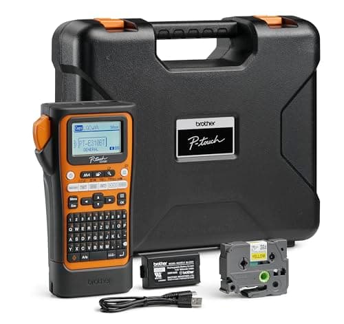 Brother P-Touch E310BTVP Professional Label Maker for 18 mm Width TZE Tape and 11.2 mm HSE Heat Transfer Tubing