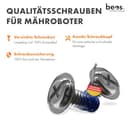 beos 30x Premium Titan Ersatzmesser + Schrauben mit Sicherung - Ersatzklingen für Premiummarken Worx, LandXcape, Zoef Robot, Einhell, Kress – 0,9 mm Blattstärke für langes Rasenmäher Vergnügen - 3