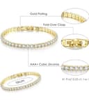 T TAKONE Tennisarmband Damen Set – 2PCS Glitzer Bracelet Aus Edelstahl Mit Cubic Zirkonia, 18cm Lang, Elegantes Geschenk für Frauen (Gold) - 4