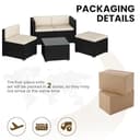 Yaheetech 5 Pieces Patio Furniture Set, PE Rattan Garden Modular Lounge Sofa Set with Tempered Glass Table and Water-Resistant Cushions for Patio, Balcony (Black/Beige) - 7