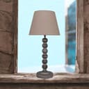 AcaciaHome Modern Tall Wooden Washed Table Lamp - Traditional Shabby Chic Design with Taupe Linen Shade, Wood Effect Finish for Living Rooms, Bedrooms, or Hallways Decor (42cm Dark Grey with Shade) - 6