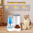 Nobleza Distributore per Gatti 2 in 1 con Fontana - Dispenser gravità Cibo 2.2L e Acqua 1L, Igienico Salvaspazio, Senza Elettricità, Design Moderno (Grigio) - 3