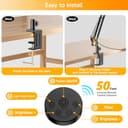 SKYLEO Lampada da Scrivania LED, Doppia Testa -Telecomando, 2400 LM, 24W, 5 Modi di Temperatura, Dimmerabile -Temp & Mem, Facile Installare - Per Ufficio, Letture - Nero - 3