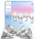 Philips Hue Essential Foco LED GU10, Bombilla LED Inteligente, Luz ambiente blanca y de colores, 4,7 W, 2200 K-6500 K, 345 lm, regulable, funciona con Alexa, Google Assistant y Apple Home, Pack de 4 - 1