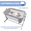 Chicco Next2Me Magic Evo, Beistellbett, Babybett für Neugeborene, mit Schaukelmodus, Aufklappbar, 11 Höhenstufen, einstellbare Höhe, 4 Räder, inklusive Matratze und Reisetasche, Hellgrau - 4