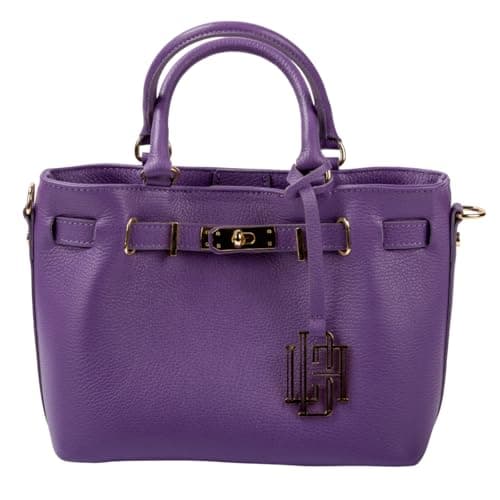 LBF - La Bottega di Firenze Borsa a Mano Euforia, Viola, 25x12x20 cm, Vera Pelle, Design Elegante, con Tracolla, Tasche Multiple, per Tutte le Stagioni
