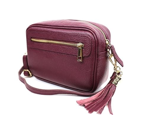 Bella Women's Italian Leather Crossbody Bag (Berry)