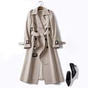 Generisch Wollmantel Damen Winter Lang Winterjacke Warm Wolle Wintermantel Elegant Tailliert Jacke Mantel Frauen A-Linie Vintage Wolljacke Knöpfe Damen-Mäntel Ohne Kapuze Trenchcoat - 3