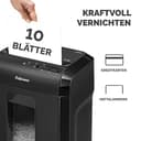 Sicherheitsstufe P5 Aktenvernichter: Fellowes Microcut (2000+ Partikel/A4), 10 Blatt, Powershred 10M, Büro/Homeoffice, 19L Papierkorb, Sicherheitssperre, schwarz - 3