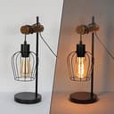 ZMH Retro Tischlampe 1 flammige Vintage Nachttischlampe Wohnzimmer Tischleuchte im Industrial Design aus Metall und Holz - Schwarz - Fassung: E27 - inkl. Schalter - ohne Leuchtmittel (50CM) - 6