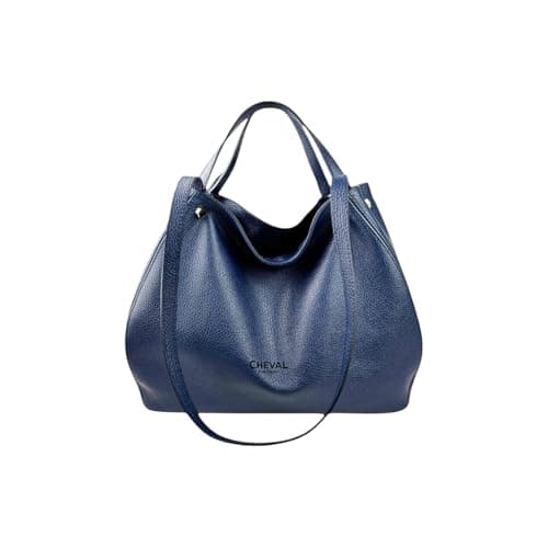 Cheval Firenze Bolso de mano Alfa, piel auténtica Made in Italy, azul oscuro, 30,0 cm x 31,5 cm x 14,5 cm