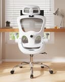 DEVAISE Sedia da Ufficio Ergonomica con Schienale Traspirante a Sezioni, Poggiatesta 3D Regolabile, Braccioli Regolabili, Supporto Lombare, Funzione Dondolo, Sedia Ergonomica per Home Office, Blanc - 10