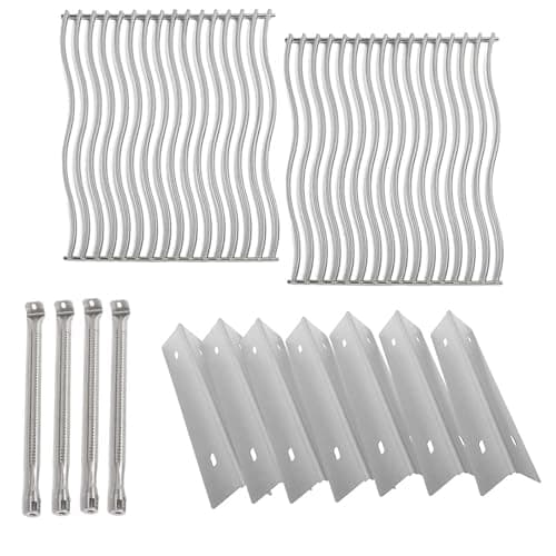 MixRBBQ Grill Replacement Parts for Napoleon Prestige 500 and Built-in Prestige 500, Stainless Steel 7-Pack Heat Plates, 4-Pack Burner and 2-Pack Grate Grid for Napoleon