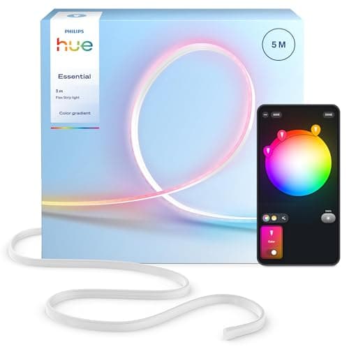 Hue Essential 5-Meter-LED-Flex-Lightstrip, RGBIC, lebendige Farben, flexible Innenbeleuchtung, einfache Installation, App- und Sprachsteuerung, kompatibel mit Alexa, Google Assistant und Apple Home