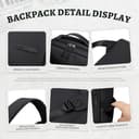 GOLF SUPAGS Mochila Mujer Hombre de Piel Sintética, Elegante Mochila Ordenador Portatil de 15.6 Pulgadas, Mochila Viaje Multifuncional Resistente al agua, para Universidad, Trabajo, Viajes (Negro) - 5