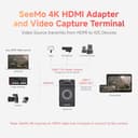 Accsoon SeeMo 4K HDMI Adapter, 4K30/1080p60 Video Transmitter for iPhone iPad, H.264 Encoder, Live Streaming, Monitor & Record with iOS App, Support SD Card Reader & Power Output (iOS12 or Later) - 3