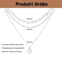 Halskette Damen Silber 925,Layering Sterling Silber Silberkette mit Anhänger, Silberne Kette Wasserfest Silberketten Stahlkette Necklace Schmuck Personalisierte Geschenke für Frauen Mädchen - 7