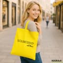 huuraa borsa di cotone Sozialarbeiterin mit Herz Borsa regalo in tessuto giallo 10 litri cotone Sozialarbeiterin mit Herz souvenir - 2