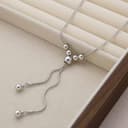 Cybche Boho Lariat Silver Necklaces Long Beads Drop Necklaces Minimal Bead Choker Necklace Silver Beaded Y Necklace Snake Chain Pendent Jewelry for Women - 6