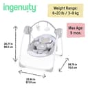 Ingenuity Comfort 2 Go Altalena compatta portatile a 6 velocità con musica, pieghevole, 0-9 mesi (Cuddle Lamb) - 5