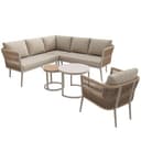 Kebnor Gartenlounge-Set für 5-6 Personen,Großes Outdoor Sofa Set, 6-teiliges PE-Rattan Sitzgruppe mit wasserfester Sitzbank und Kissenset, Modulares Ecksofa Set für Terrasse Balkon (Beige) - 7