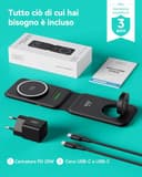 INIU Caricatore Wireless iPhone, Magnetic 3 in 1 Base Ricarica Certificato Qi, Da viaggio Caricabatterie Wireless Universale per iPhone 16 15 14 13 12 Apple Watch 8 7 Ultra AirPods 4 3 Pro ecc. - 6