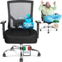 MELOKEA XXL Sedia da Ufficio Ergonomica per Persone Robuste, 200kg Portata con Ruote in Gomma, Schienale Alto, Extra Larga con Seduta Ultra-Spessa 14cm Big & Tall, Sedia da Gioco - 1