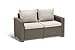 Allibert Keter - Sofá de jardín California, con Dos plazas y Cojines en Asiento y Respaldo, 141 x 68 x 71,5 cm, Fabricado con característico Acabado Trenzado, Color Capuchino - 1