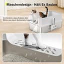 MIXJOY Arenero Acero Inoxidable Gatos XL, Arenero Gato 28L Gran Capacidad a Prueba de Fugas con Borde Alto, Arenero Abierto para Gatos con Recogedor de Arena, 56.5x36.5x25.5cm - 4