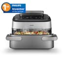 Philips Airfryer 5000 Series Megabasket with Steam - Unique Steamfry, Steam & Airfry - 28 Ways to Cook; 9,5L in Megabasket or 3L + 6L Dual Basket, RapidAir Plus Technology, Auto SteamClean (NA565/92) - 2