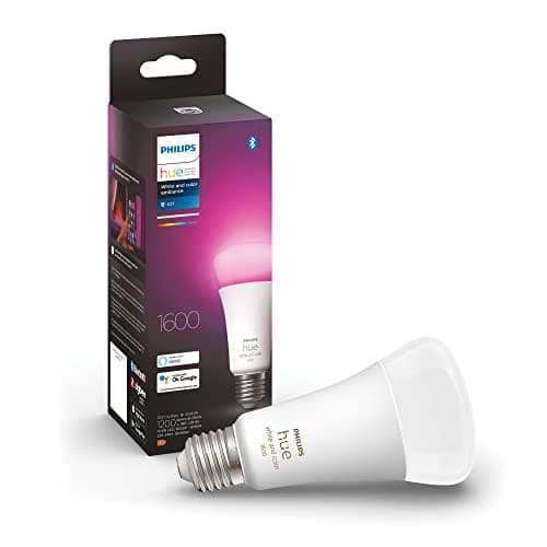 Philips Hue White & Color Ambiance E27 LED Bulb, 1600lm, dimmable, 16 mio. Colors, controllable via app, Compatible with Amazon Alexa (Echo, Echo Dot), Old Generation