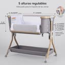 Larex Cuna Colecho para Bebé Bassinet para recién Nacido y bebé con mosquitera, Bolsa y Cesta de Almacenamiento, 5 Alturas Ajustables,4 Ruedas con Freno, colchón Transpirable y Paredes (Gris Oscuro) - 4