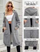 Tuopuda Mujer Largo Sudadera con Capucha Casual Sudadera Larga de Lana con Cremallera Chaqueta de Lana con Bolsillos para Primavera Otoño Invierno Hoodie Suéter(Gris Oscuro,L) - 4