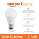 Amazon Basics Smarte LED-Glühbirne, farbenwechselnd, E27, 8W (entspricht 60W), funktioniert nur mit Alexa, 2 Stück, Mehrfarbig - 2