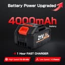 Soplador de Hojas a Batería 21V con 4.0Ah Batería,6 Velocidades Ajustables, 20000RPM, Pantalla LCD y Correa, Soplador de Aire Potente para Jardín, Patio, Caminos y Garaje - 3