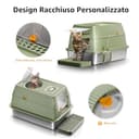 Lettiera per Gatti in Acciaio Inox, Lettiera Gatto Chiusa XXL, 60 x 40 x 39 cm Toilette per Gatti Grande XL con Pala, Cassette igieniche per gatto, Doppio Strato Opaco - Verde - 5