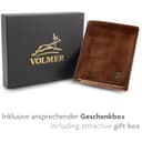 Fa.Volmer VO47 - Cartera de piel auténtica, protección RFID, 9 compartimentos para tarjetas y monedero, incluye caja de regalo, marrón envejecido, medium, Clásico - 5
