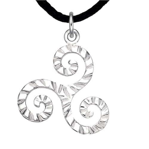 Colgante Triskel celta de plata de ley 925 chapada en platino – Collar de triple espiral hecho a mano – Joya simbólica de inspiración celta (Plata chapada en platino, Triskel)