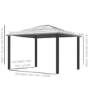 Outsunny Gazebo da Esterno 3x3.6m in Alluminio con Zanzariera e Tetto in Policarbonato, Tendone da Giardino in Poliestere - 7