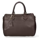 Chicca Borse Borsa donna bauletto a mano 30x23x18cm vera pelle dollaro artigianale - Marrone Scuro - 4