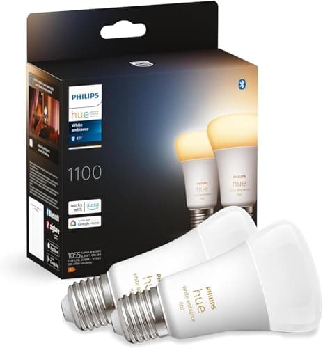 Philips Hue White Ambiance Lampadina LED Smart, Bluetooh, E27, 6W, Dimmerabili, Luce Bianca da Calda a Fredda, Bianco, confezione da 2