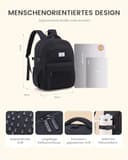 LOVEVOOK Mochila Para Mujer, Portátil De 15,6 Pulgadas, Mochila Escolar Para Chicas Y Adolescentes, Resistente Al Agua, Mochila Moderna Para Trabajo, Colegio Y Viajes,Negro - 2