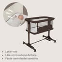 lionelo PARI Culla Co Sleeping Fianco Letto 3 in 1, Regolabile in Altezza 6 Livelli, Materasso T25 2 cm, Ruote con Blocco e Dondolo, Gambe Regolabili per Letto Continentale, Rivestimento Lavabile - 6