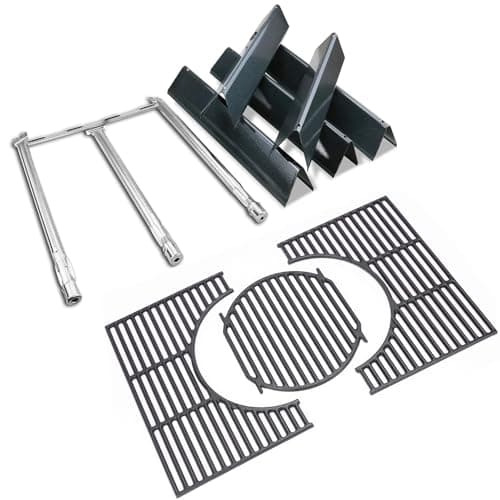 GFTIME 69787 quemador de acero inoxidable y 7636 Flavorizer Bar & 7638 Hierro Fundido Parrilla Set para Weber Spirit E310 S310 E320 S320 E330 S330 (con botones frontales), II//LX 310, piezas de